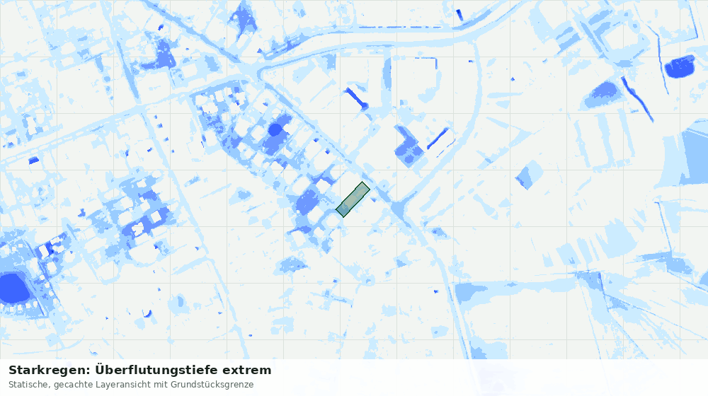 Statische Kartenansicht: Starkregen: Überflutungstiefe extrem