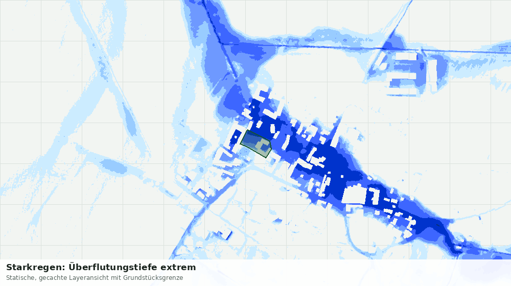 Statische Kartenansicht: Starkregen: Überflutungstiefe extrem