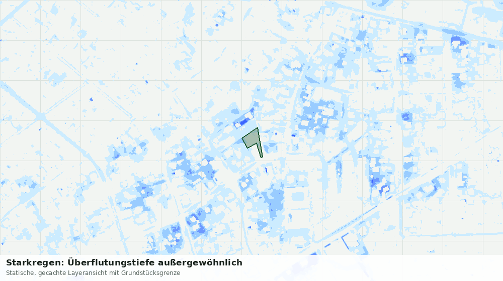 Statische Kartenansicht: Starkregen: Überflutungstiefe außergewöhnlich