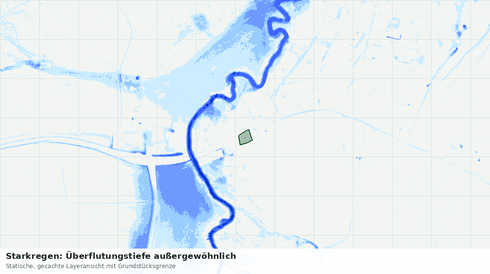 Statische Kartenansicht: Starkregen: Überflutungstiefe außergewöhnlich