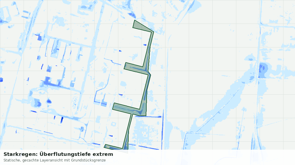 Statische Kartenansicht: Starkregen: Überflutungstiefe extrem