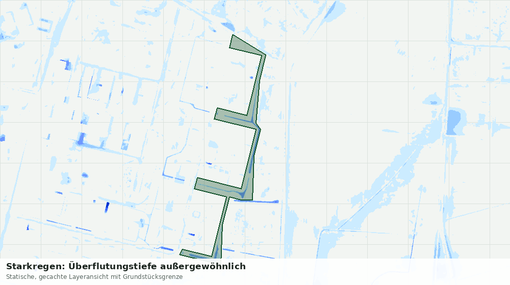Statische Kartenansicht: Starkregen: Überflutungstiefe außergewöhnlich
