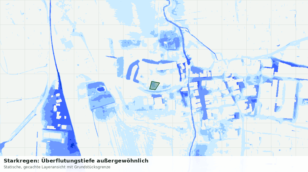 Statische Kartenansicht: Starkregen: Überflutungstiefe außergewöhnlich