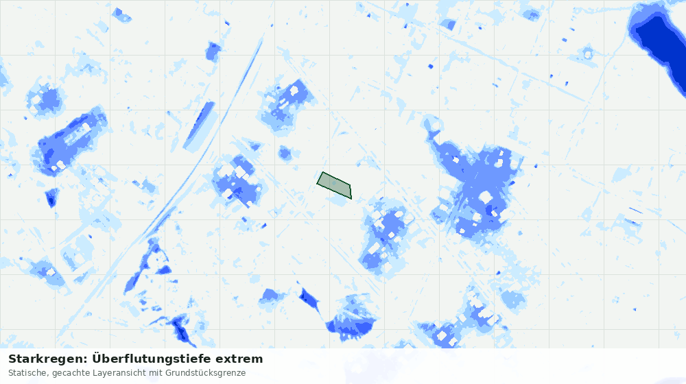 Statische Kartenansicht: Starkregen: Überflutungstiefe extrem
