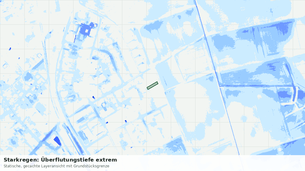 Statische Kartenansicht: Starkregen: Überflutungstiefe extrem