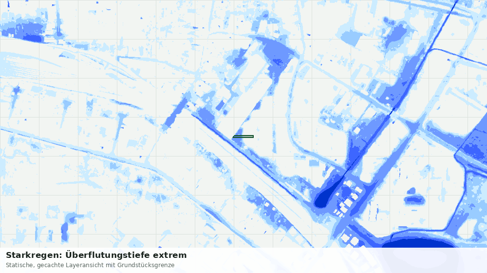 Statische Kartenansicht: Starkregen: Überflutungstiefe extrem