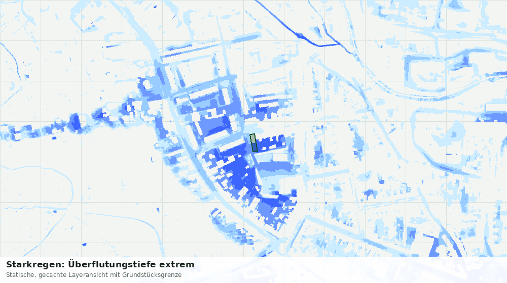 Statische Kartenansicht: Starkregen: Überflutungstiefe extrem