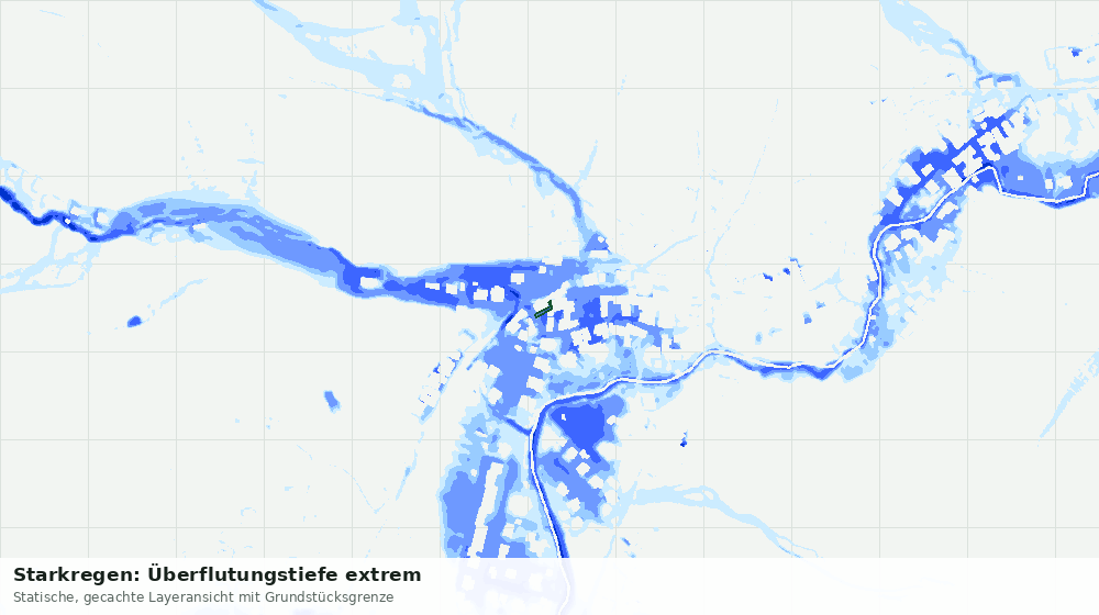 Statische Kartenansicht: Starkregen: Überflutungstiefe extrem