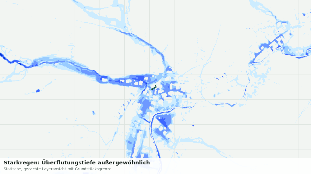 Statische Kartenansicht: Starkregen: Überflutungstiefe außergewöhnlich