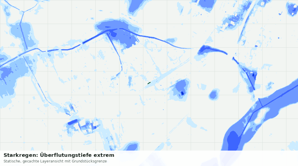 Statische Kartenansicht: Starkregen: Überflutungstiefe extrem