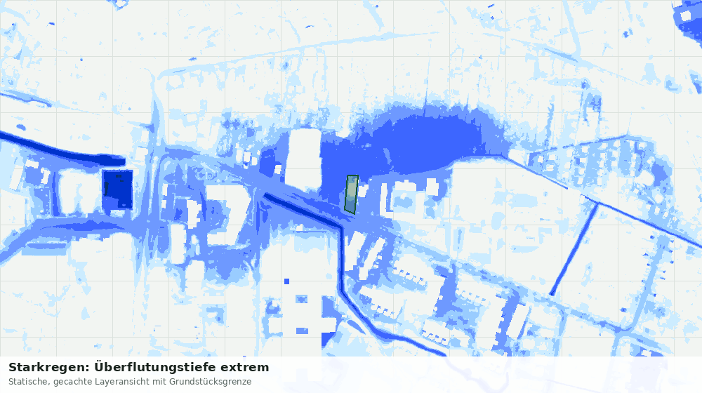 Statische Kartenansicht: Starkregen: Überflutungstiefe extrem