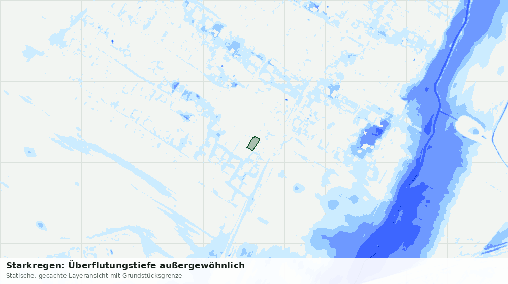 Statische Kartenansicht: Starkregen: Überflutungstiefe außergewöhnlich