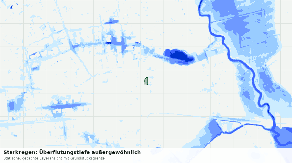 Statische Kartenansicht: Starkregen: Überflutungstiefe außergewöhnlich