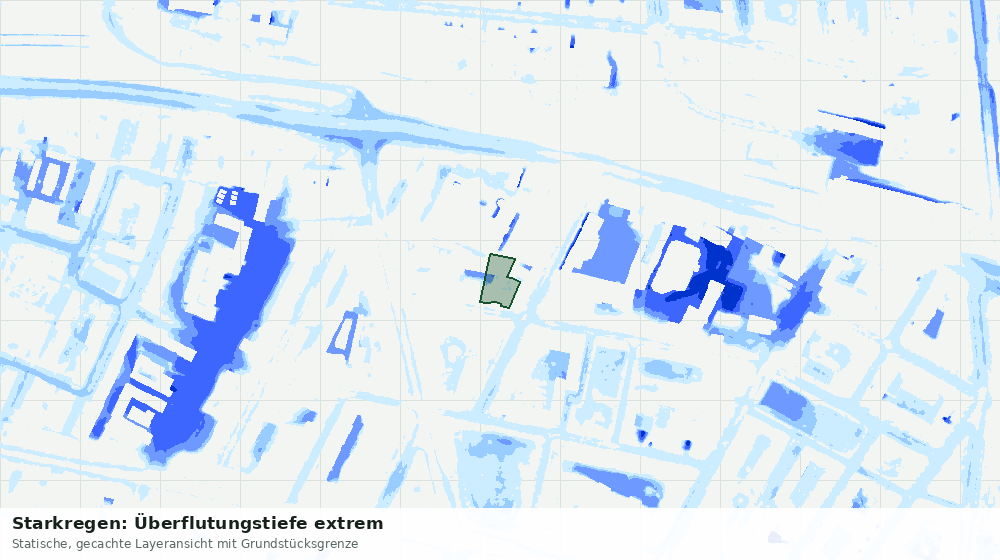 Statische Kartenansicht: Starkregen: Überflutungstiefe extrem