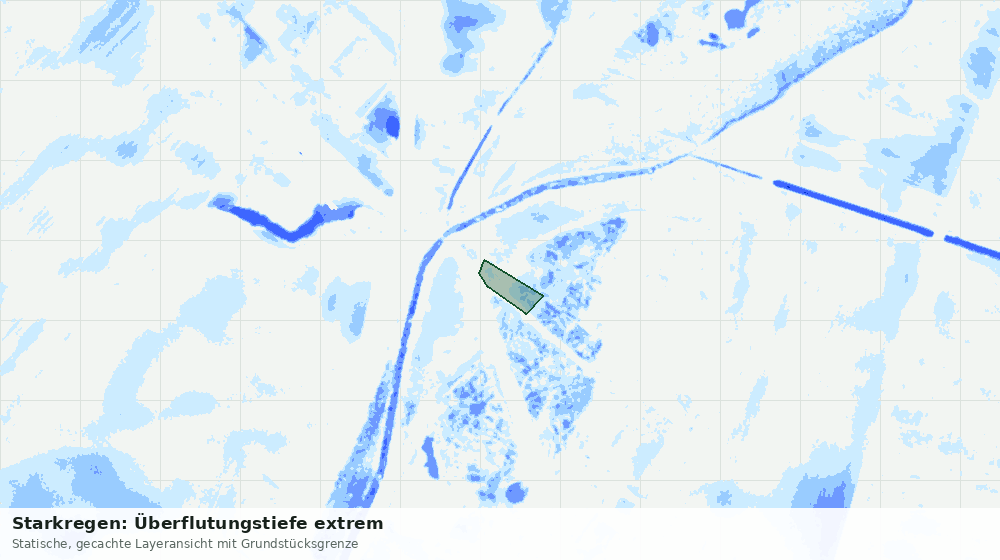 Statische Kartenansicht: Starkregen: Überflutungstiefe extrem