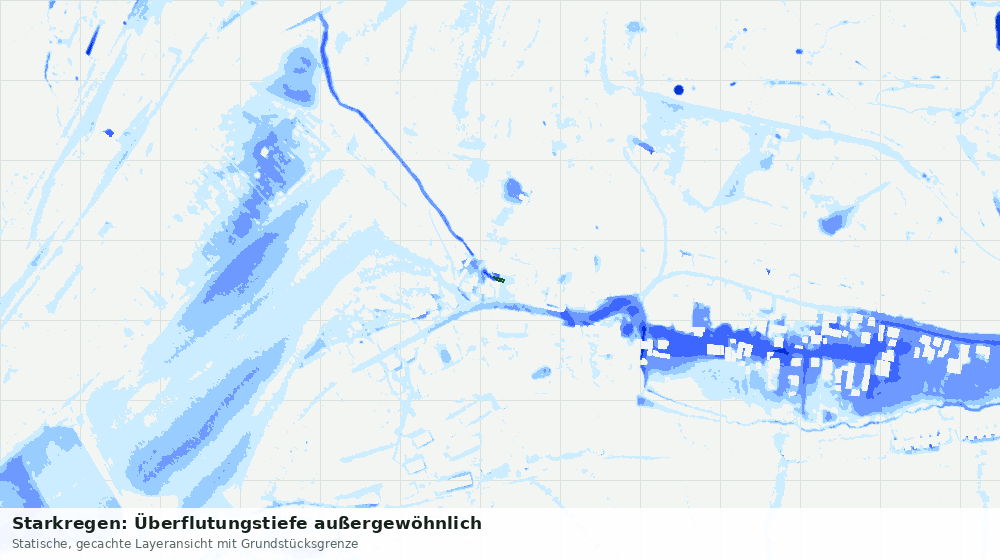 Statische Kartenansicht: Starkregen: Überflutungstiefe außergewöhnlich