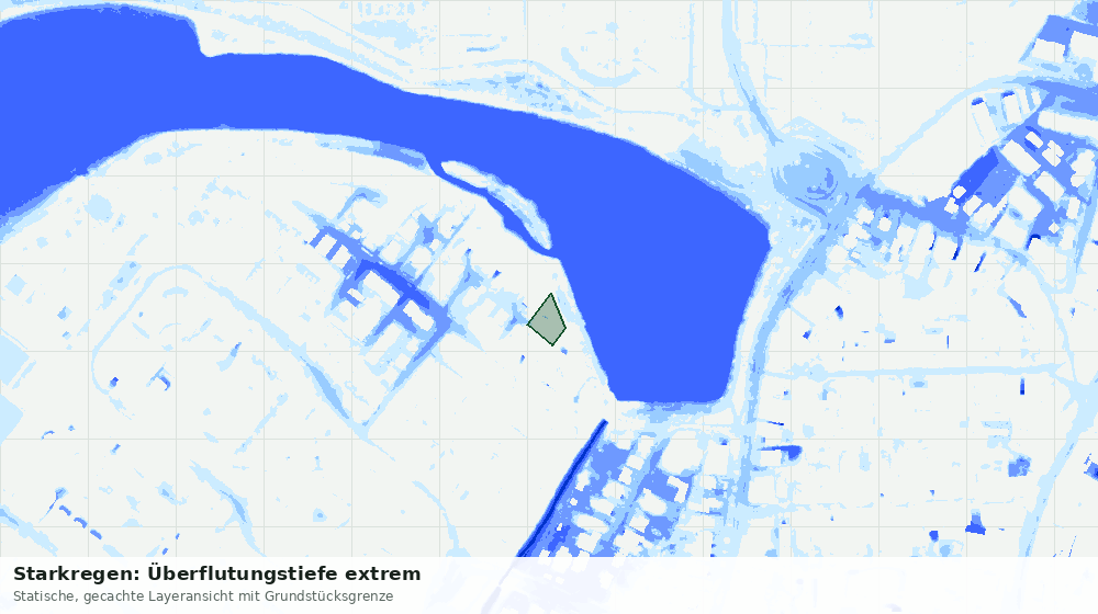 Statische Kartenansicht: Starkregen: Überflutungstiefe extrem