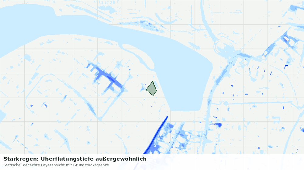 Statische Kartenansicht: Starkregen: Überflutungstiefe außergewöhnlich