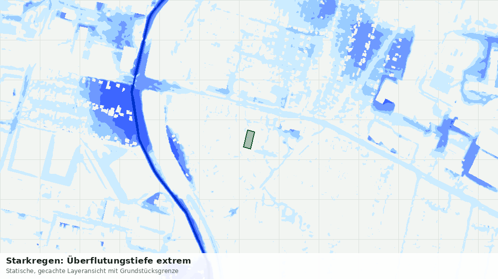 Statische Kartenansicht: Starkregen: Überflutungstiefe extrem