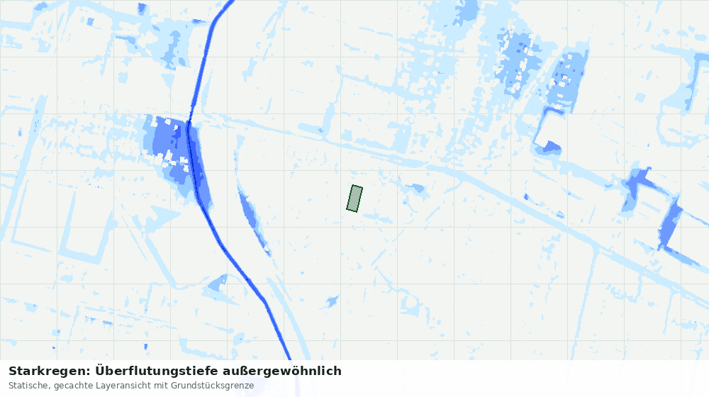 Statische Kartenansicht: Starkregen: Überflutungstiefe außergewöhnlich