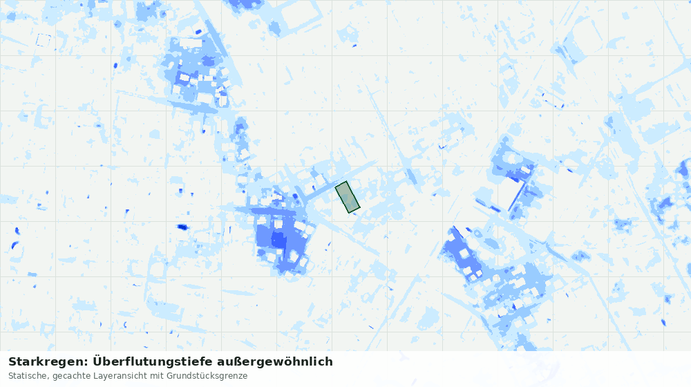 Statische Kartenansicht: Starkregen: Überflutungstiefe außergewöhnlich