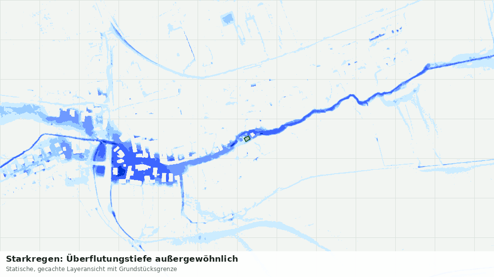 Statische Kartenansicht: Starkregen: Überflutungstiefe außergewöhnlich