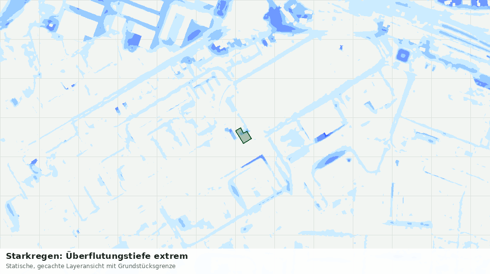 Statische Kartenansicht: Starkregen: Überflutungstiefe extrem