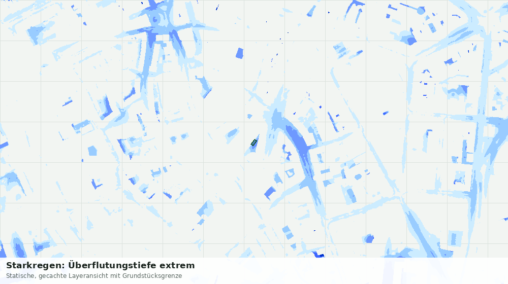 Statische Kartenansicht: Starkregen: Überflutungstiefe extrem