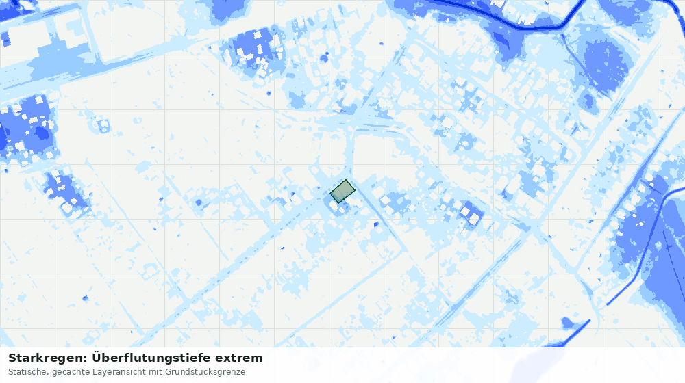 Statische Kartenansicht: Starkregen: Überflutungstiefe extrem