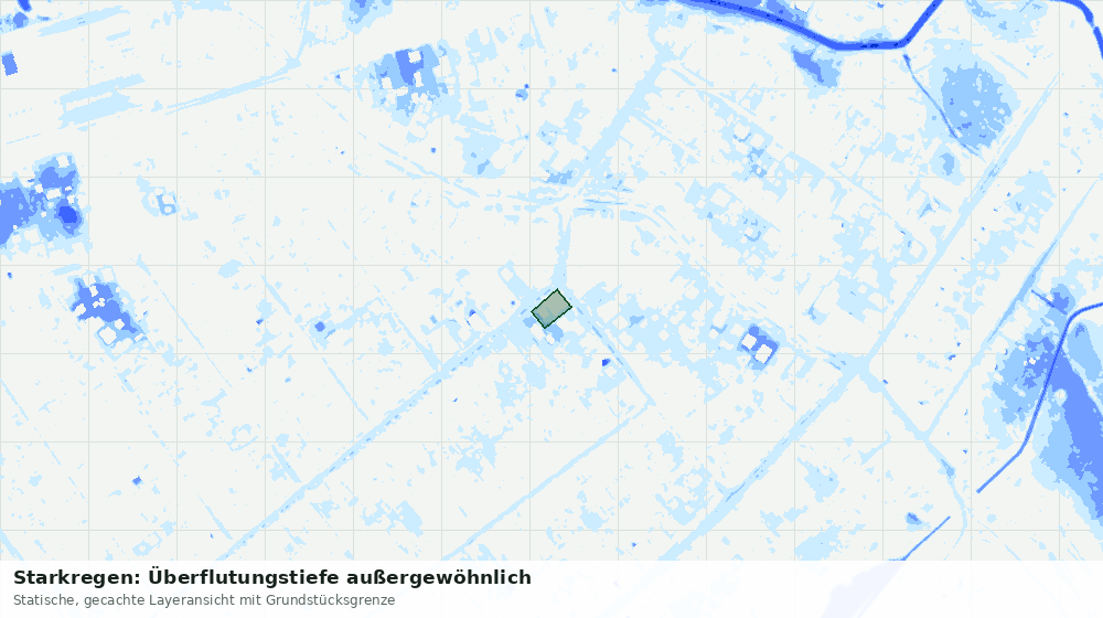 Statische Kartenansicht: Starkregen: Überflutungstiefe außergewöhnlich