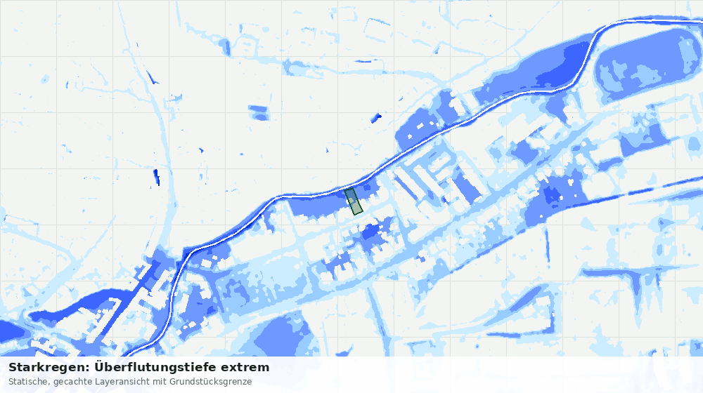 Statische Kartenansicht: Starkregen: Überflutungstiefe extrem