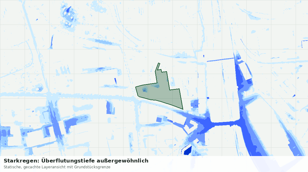 Statische Kartenansicht: Starkregen: Überflutungstiefe außergewöhnlich