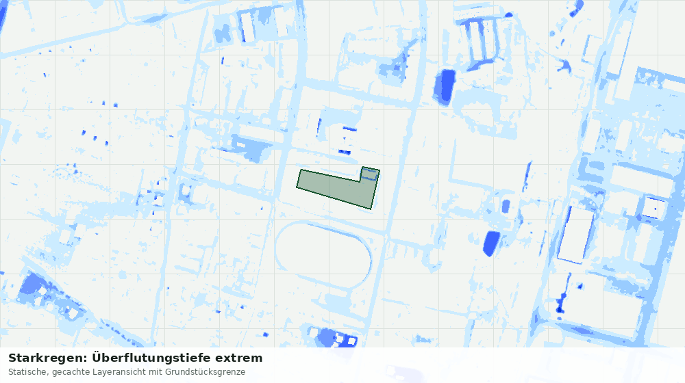 Statische Kartenansicht: Starkregen: Überflutungstiefe extrem