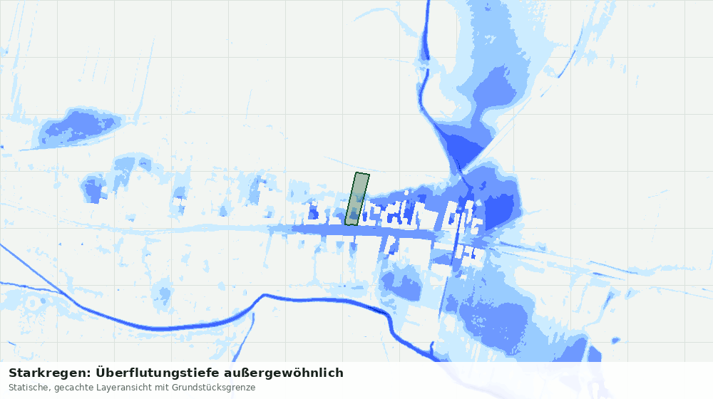 Statische Kartenansicht: Starkregen: Überflutungstiefe außergewöhnlich