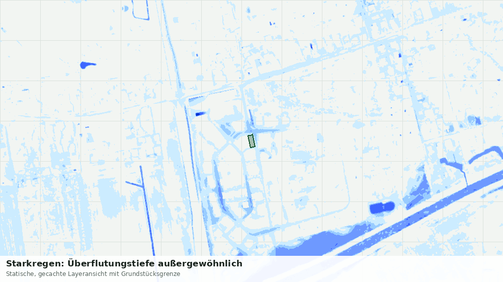 Statische Kartenansicht: Starkregen: Überflutungstiefe außergewöhnlich