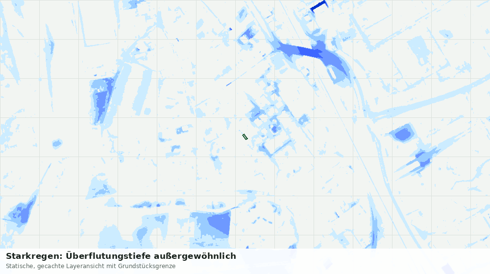 Statische Kartenansicht: Starkregen: Überflutungstiefe außergewöhnlich
