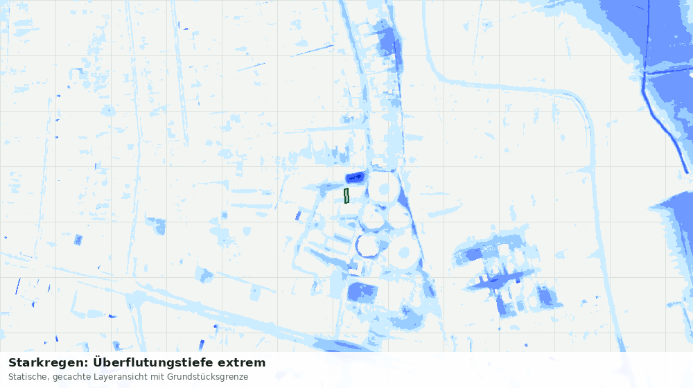 Statische Kartenansicht: Starkregen: Überflutungstiefe extrem