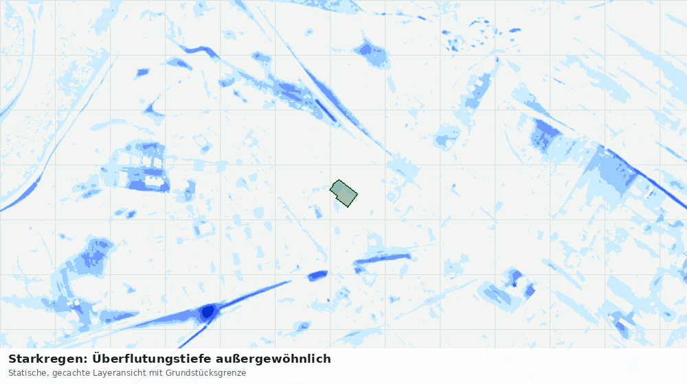 Statische Kartenansicht: Starkregen: Überflutungstiefe außergewöhnlich