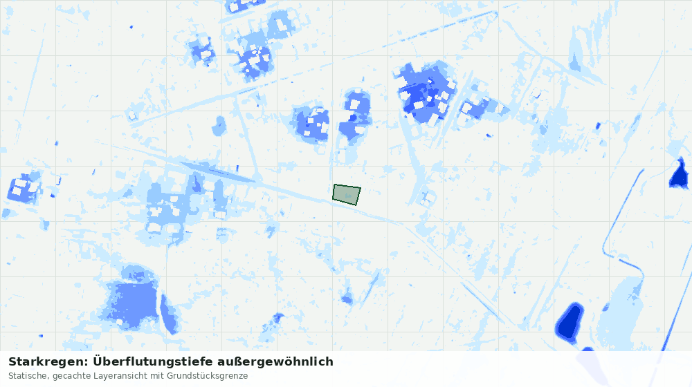 Statische Kartenansicht: Starkregen: Überflutungstiefe außergewöhnlich