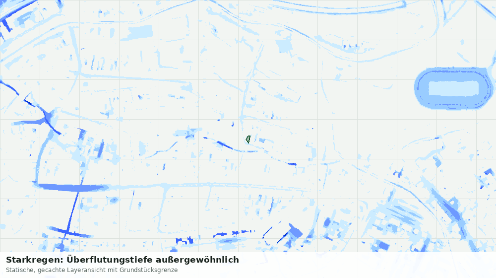Statische Kartenansicht: Starkregen: Überflutungstiefe außergewöhnlich