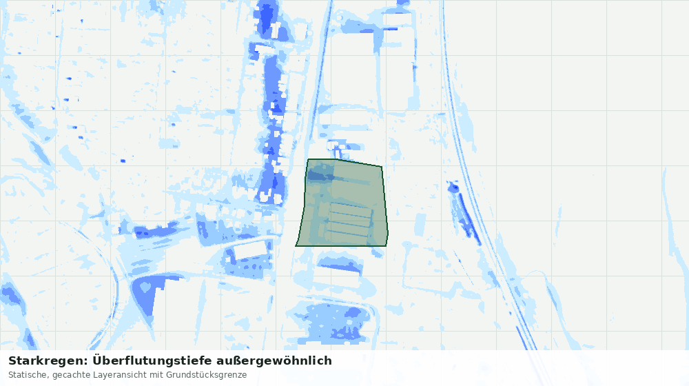 Statische Kartenansicht: Starkregen: Überflutungstiefe außergewöhnlich