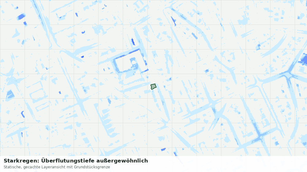 Statische Kartenansicht: Starkregen: Überflutungstiefe außergewöhnlich