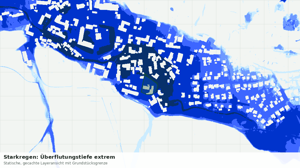 Statische Kartenansicht: Starkregen: Überflutungstiefe extrem