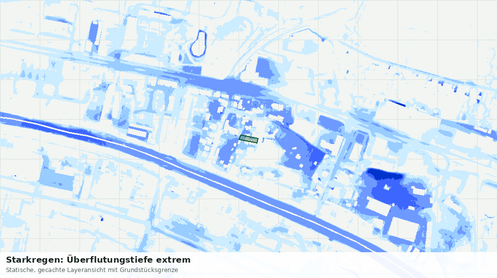 Statische Kartenansicht: Starkregen: Überflutungstiefe extrem