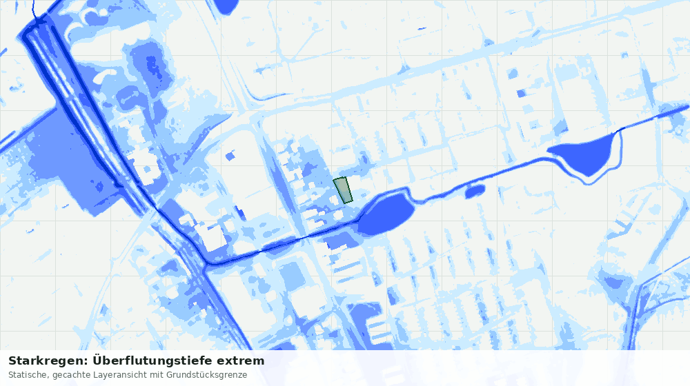 Statische Kartenansicht: Starkregen: Überflutungstiefe extrem