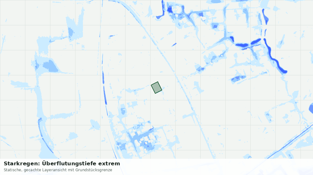 Statische Kartenansicht: Starkregen: Überflutungstiefe extrem