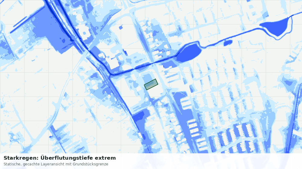 Statische Kartenansicht: Starkregen: Überflutungstiefe extrem