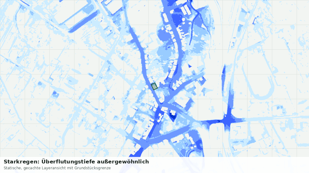 Statische Kartenansicht: Starkregen: Überflutungstiefe außergewöhnlich