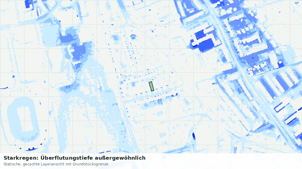 Statische Kartenansicht: Starkregen: Überflutungstiefe außergewöhnlich