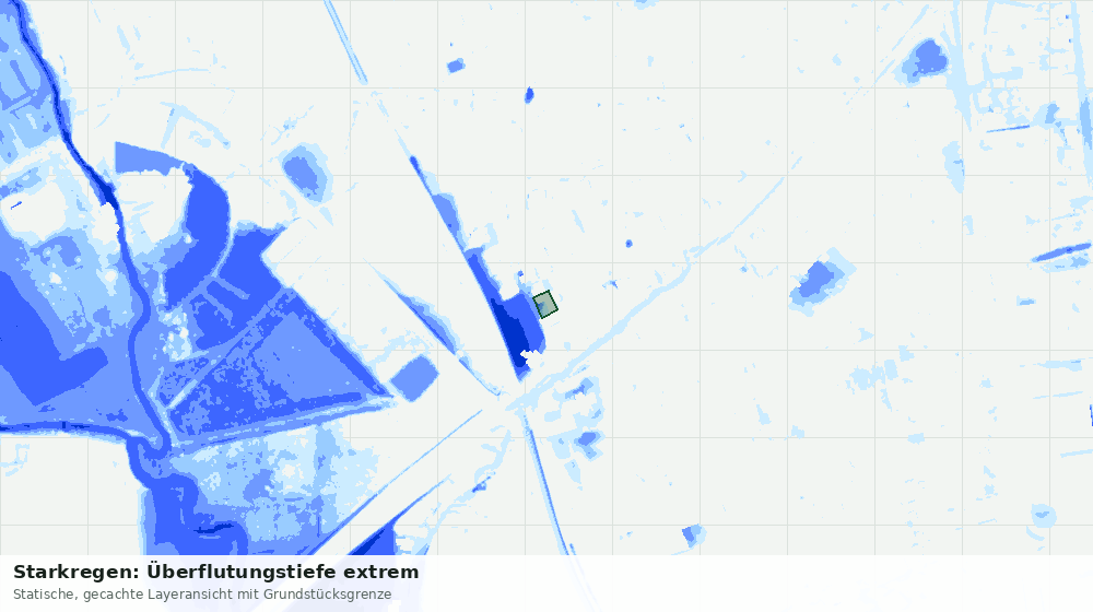Statische Kartenansicht: Starkregen: Überflutungstiefe extrem